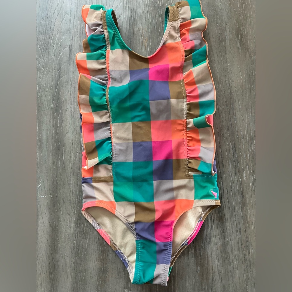 Pink Chicken multi color plaid bathing suit